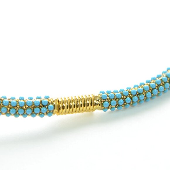 Vintage Kenneth Jay Lane KJL Crystal & Turquoise Snake Collar Necklace - Picture 7 of 9